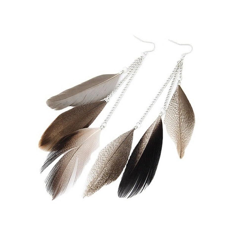 Boho Colorful Feather Dangle Earrings Handmade Beads Taseel Fashion Earrings for